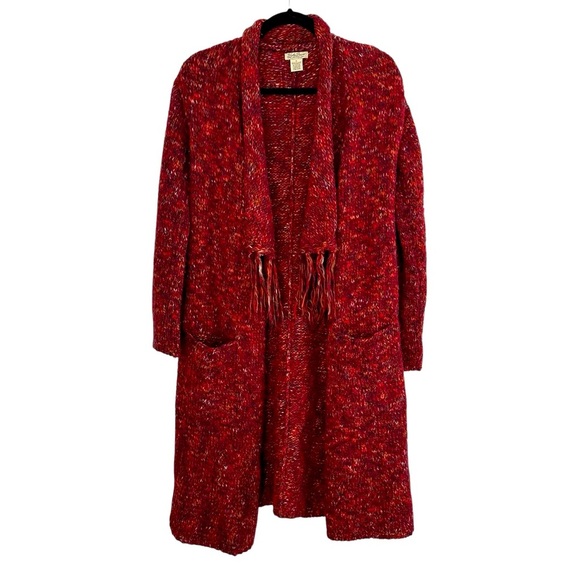 Lucky Brand wool mohair blend longline open front cardigan with fringe Size S - Picture 1 of 10